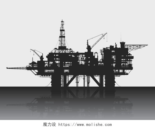 海上石油钻井的矢量图海上平台
